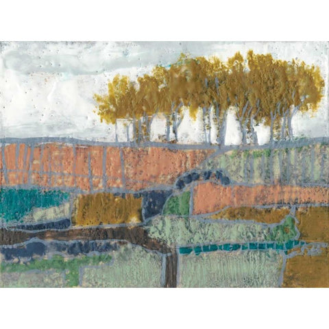 Patchwork Landscape II White Modern Wood Framed Art Print by Goldberger, Jennifer