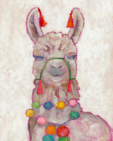 Festival Llama I Black Ornate Wood Framed Art Print with Double Matting by Zarris, Chariklia