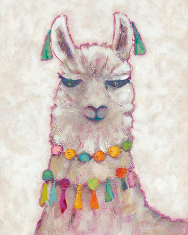 Festival Llama II White Modern Wood Framed Art Print with Double Matting by Zarris, Chariklia