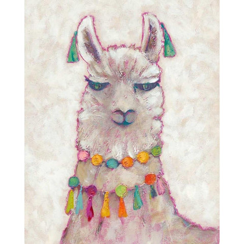 Festival Llama II White Modern Wood Framed Art Print by Zarris, Chariklia