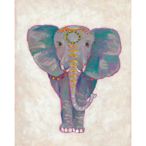 Festival Elephant I White Modern Wood Framed Art Print by Zarris, Chariklia