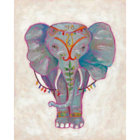 Festival Elephant II Black Modern Wood Framed Art Print with Double Matting by Zarris, Chariklia