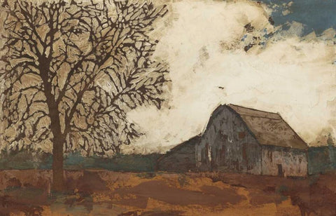 Erstwhile Barn II White Modern Wood Framed Art Print with Double Matting by Meagher, Megan