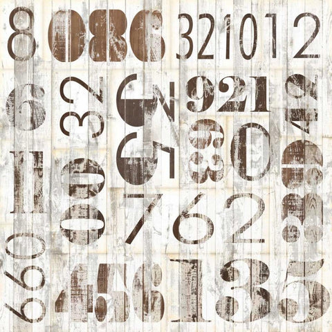 Weathered Numbers I Black Modern Wood Framed Art Print with Double Matting by Fagalde, Jarman