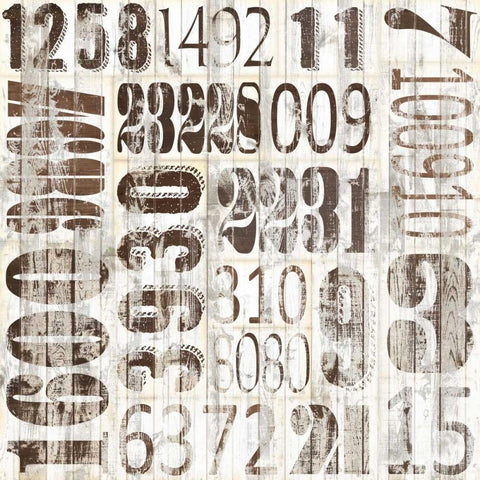 Weathered Numbers II White Modern Wood Framed Art Print with Double Matting by Fagalde, Jarman