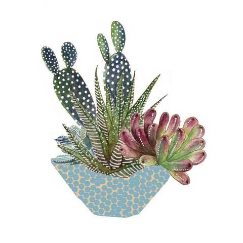 Cactus Arrangement I White Modern Wood Framed Art Print by Wang, Melissa