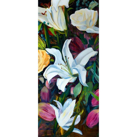 Baroque Flower Triptych I White Modern Wood Framed Art Print by Iafrate, Sandra