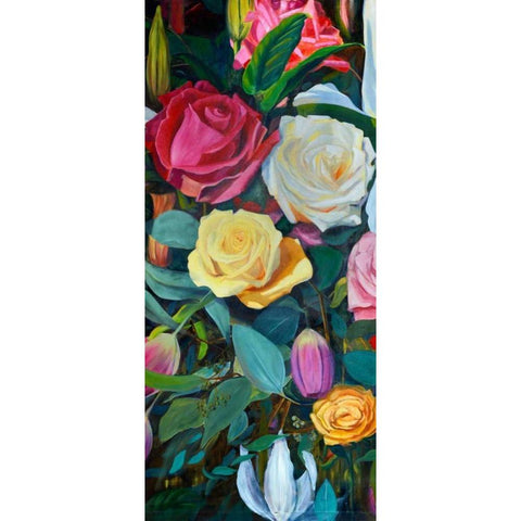 Baroque Flower Triptych II Black Modern Wood Framed Art Print with Double Matting by Iafrate, Sandra