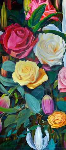 Baroque Flower Triptych II White Modern Wood Framed Art Print with Double Matting by Iafrate, Sandra