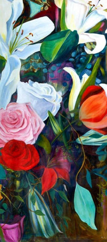 Baroque Flower Triptych III Black Ornate Wood Framed Art Print with Double Matting by Iafrate, Sandra