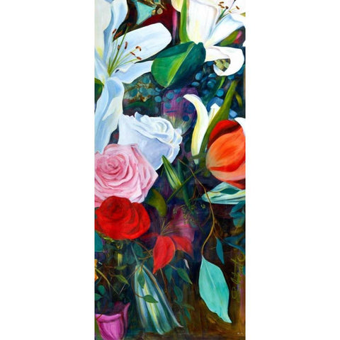 Baroque Flower Triptych III Black Modern Wood Framed Art Print by Iafrate, Sandra