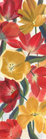 Tulip Array Panel I Black Ornate Wood Framed Art Print with Double Matting by Iafrate, Sandra