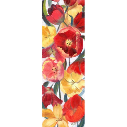 Tulip Array Panel II Gold Ornate Wood Framed Art Print with Double Matting by Iafrate, Sandra