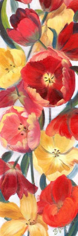 Tulip Array Panel II Black Ornate Wood Framed Art Print with Double Matting by Iafrate, Sandra