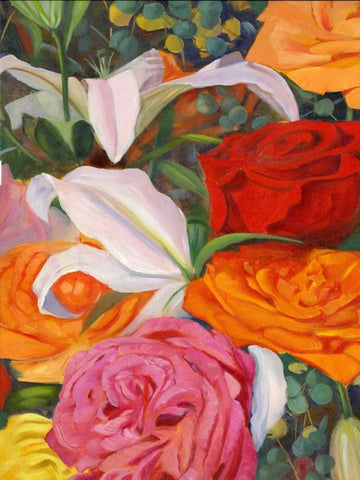 Deconstructed Flower Composition I Black Ornate Wood Framed Art Print with Double Matting by Iafrate, Sandra