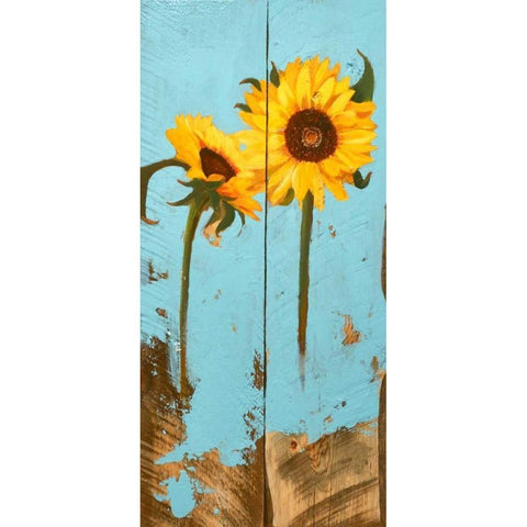 Sunflowers on Wood III Gold Ornate Wood Framed Art Print with Double Matting by Iafrate, Sandra