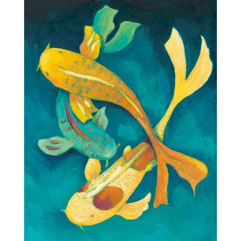 Ornamental Koi I Black Modern Wood Framed Art Print with Double Matting by Zarris, Chariklia