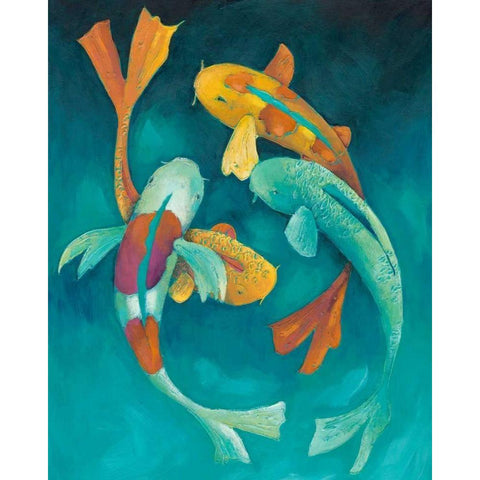 Ornamental Koi II White Modern Wood Framed Art Print by Zarris, Chariklia