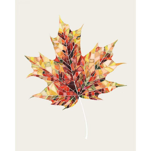 Fall Mosaic Leaf III White Modern Wood Framed Art Print by Popp, Grace