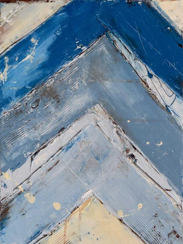 Blue Zag I White Modern Wood Framed Art Print with Double Matting by Ashley, Erin