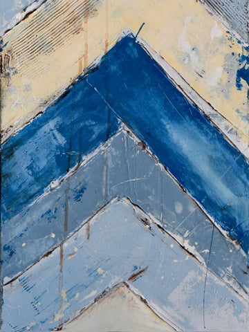 Blue Zag II White Modern Wood Framed Art Print with Double Matting by Ashley, Erin