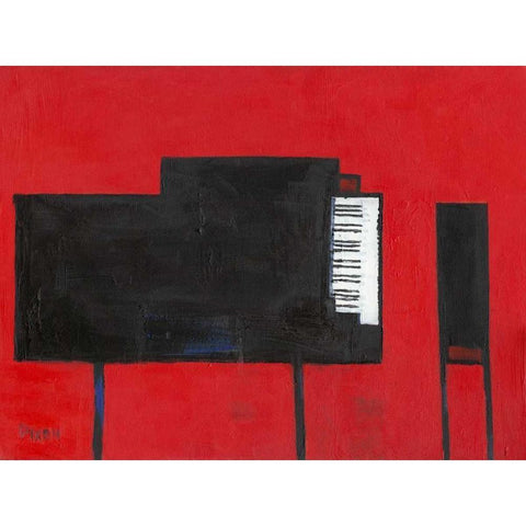 The Piano White Modern Wood Framed Art Print by Dixon, Samuel