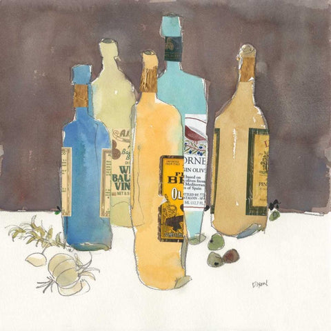 Array of Olive Oil I Gold Ornate Wood Framed Art Print with Double Matting by Dixon, Samuel