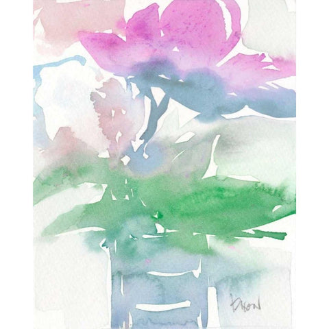 Pretty Pink Flowers I Black Modern Wood Framed Art Print with Double Matting by Dixon, Samuel