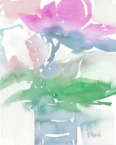 Pretty Pink Flowers I White Modern Wood Framed Art Print with Double Matting by Dixon, Samuel