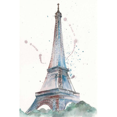 View of Eiffel III White Modern Wood Framed Art Print by Wang, Melissa