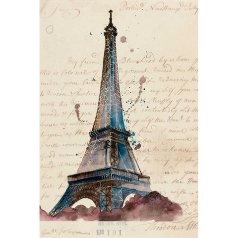 Letters from Eiffel Gold Ornate Wood Framed Art Print with Double Matting by Wang, Melissa