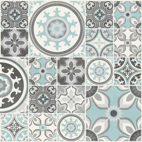 Suzanni Tile I Black Ornate Wood Framed Art Print with Double Matting by Kappa, Diane
