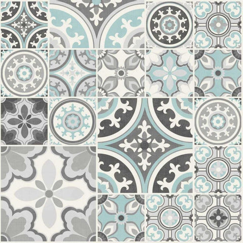 Suzanni Tile II Black Ornate Wood Framed Art Print with Double Matting by Kappa, Diane