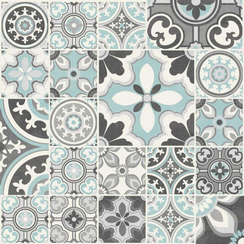 Suzanni Tile III Black Ornate Wood Framed Art Print with Double Matting by Kappa, Diane