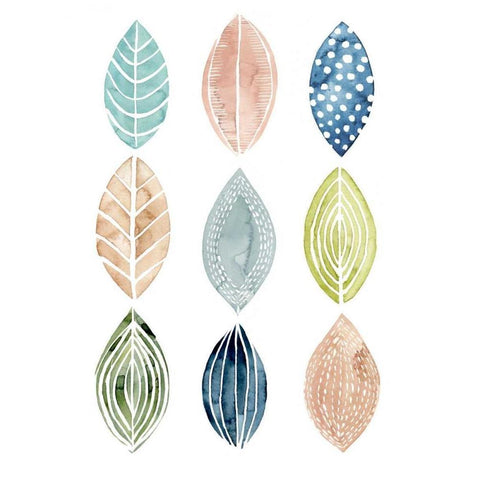 Patterned Leaves II White Modern Wood Framed Art Print by Popp, Grace