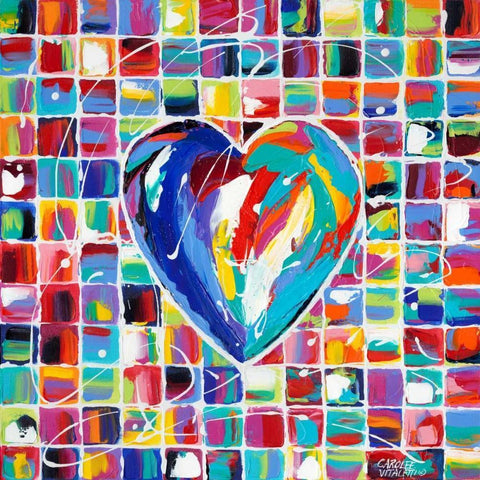 Hearts of a Different Color I White Modern Wood Framed Art Print with Double Matting by Vitaletti, Carolee