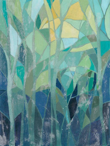Stained Glass Forest I White Modern Wood Framed Art Print with Double Matting by Popp, Grace