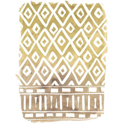 Mud Cloth Motif II Gold Ornate Wood Framed Art Print with Double Matting by Vess, June Erica