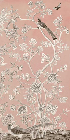 Blush Chinoiserie I White Modern Wood Framed Art Print with Double Matting by McCavitt, Naomi