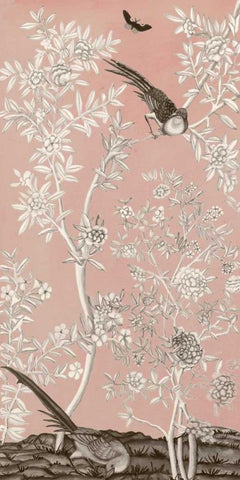 Blush Chinoiserie II White Modern Wood Framed Art Print with Double Matting by McCavitt, Naomi