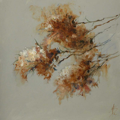 Rusty Spring Blossoms II White Modern Wood Framed Art Print by Doyle, Anne Farrall