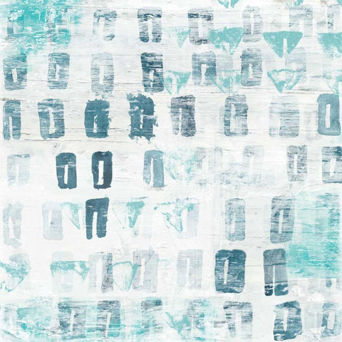 Blue Static III White Modern Wood Framed Art Print by Vess, June Erica