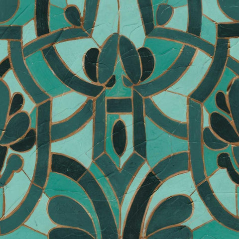 Turquoise Mosaic II Black Modern Wood Framed Art Print by Vess, June Erica