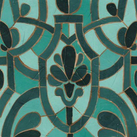 Turquoise Mosaic III White Modern Wood Framed Art Print by Vess, June Erica