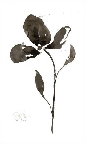 Solitary Sumi-e  II Black Ornate Wood Framed Art Print with Double Matting by Goldberger, Jennifer