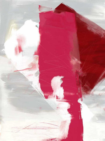 Magenta Abstract I White Modern Wood Framed Art Print with Double Matting by Jasper, Sisa