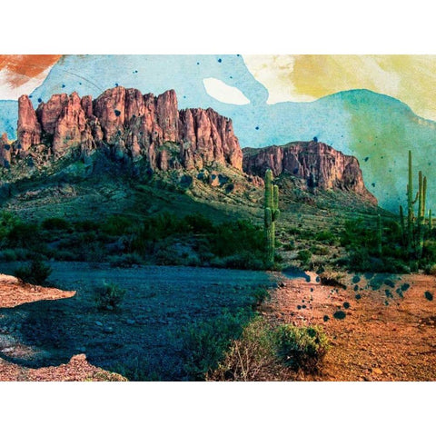 Arizona Abstract  Gold Ornate Wood Framed Art Print with Double Matting by Jasper, Sisa