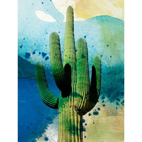 Cactus Abstract Black Modern Wood Framed Art Print with Double Matting by Jasper, Sisa