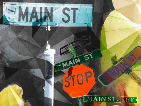 Main Street Collage  Black Ornate Wood Framed Art Print with Double Matting by Jasper, Sisa