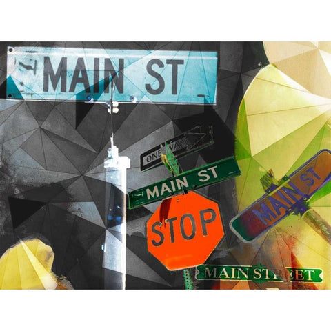 Main Street Collage  White Modern Wood Framed Art Print by Jasper, Sisa